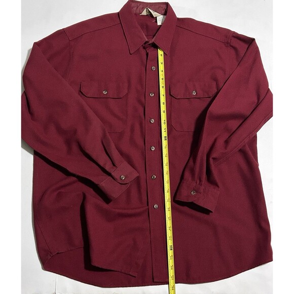 Vintage shirt Walls long sleeve mens chest 42-44 Large Regular burgundy - Picture 4 of 11